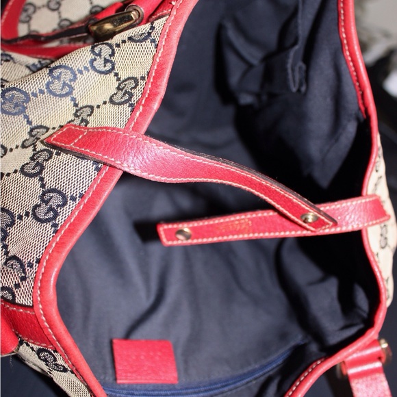 Gucci canvas tote with red leather and gold hardware - Picture 11 of 16